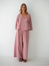 Mia Wrap Top in Orange Seersucker TOP THE BARE ROAD 