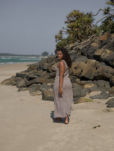 Base Seersucker Maxi Dress - Coffee Check MAXI DRESSES AFENDS 