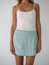 Charlie Wrap Skirt Blue Beige Gingham SKIRTS THE BARE ROAD 