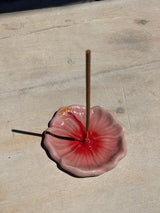 Hibiscus Ceramic Incense Holder - Sunset Red INCENSE HOLDER IN TIME INCENSE 