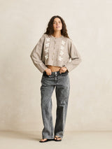 Blanca Floral Crop Cardigan - Natural PANTS RHYTHM 