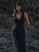 Focus Tully - Seersucker Maxi Dress - Black MAXI DRESSES AFENDS 