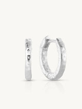 Textured Silver Huggies - Medium EARRINGS TONIMAY 