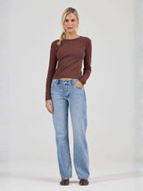 Pointelle Classic Long Sleeve Top - Chocolate LONG SLEEVE ROLLAS JEANS 