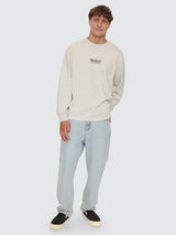 Thrills Workwear Embro Long Sleeve Merch Tee - Snow Marle JUMPER THRILLS 
