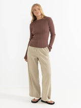 Essential Long Sleeve Knit Top - Chocolate TOP RHYTHM 