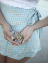 Charlie Wrap Skirt Blue Beige Gingham SKIRTS THE BARE ROAD 