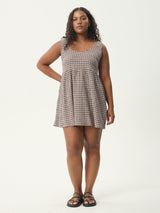 Jesse Seersucker Mini Dress - Coffee Check MINI DRESSES AFENDS 