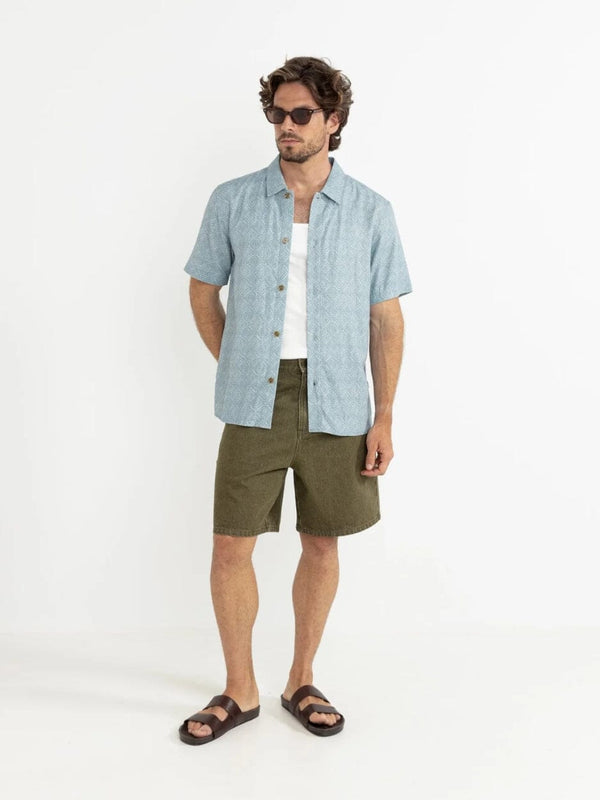 Tile Ss Shirt - Blue BUTTON UP RHYTHM 