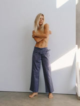 Mika Fold Pant - Indigo Plaid PANTS THE BARE ROAD 