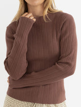 Essential Long Sleeve Knit Top - Chocolate LONG SLEEVE RHYTHM 