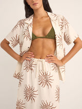 Seafarer Short Sleeve Shirt - Brown TOP RHYTHM 