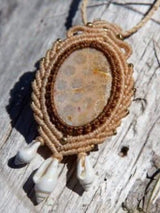 Fossil Coral Macrame Necklace NECKLACES JAHDORA GEMS 