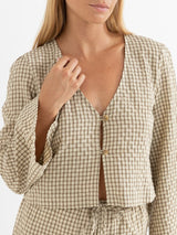 Luca Check Blouson Top - Natural TOP RHYTHM 