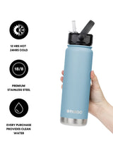 750mL Insulated Drink Bottle w/ Straw Lid - BPA and Toxic Free - Bay Blue INSULATED DRINK BOTTLE PROJECT PARGO 