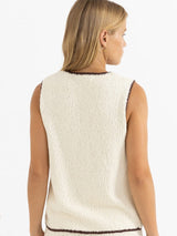 Adele Contrast Longline Knit Vest - Cream TOP RHYTHM 