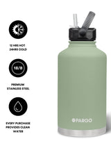 1890mL Insulated Drink Bottle w/ Straw Lid - BPA and Toxic Free - Eucalypt Green INSULATED DRINK BOTTLE PROJECT PARGO 