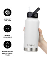 950mL Insulated Drink Bottle w/ Straw Lid - BPA and Toxic Free - Bone White INSULATED DRINK BOTTLE PROJECT PARGO 