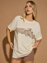 Hibiscus Oversized T-Shirt - Stone T-SHIRT RHYTHM 