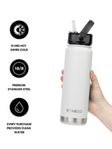 750mL Insulated Drink Bottle w/ Straw Lid - BPA and Toxic Free - Bone White INSULATED DRINK BOTTLE PROJECT PARGO 