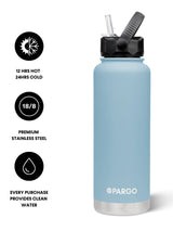 1200mL Insulated Drink Bottle w/ Straw Lid - BPA and Toxic Free - Bay Blue INSULATED DRINK BOTTLE PROJECT PARGO 