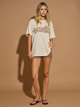 Hibiscus Oversized T-Shirt - Stone T-SHIRT RHYTHM 