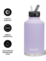 1890ml Insulated Drink Bottle w/ Straw Lid - BPA and Toxic Free - Love Lilac INSULATED DRINK BOTTLE PROJECT PARGO 