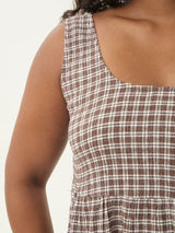 Jesse Seersucker Mini Dress - Coffee Check MINI DRESSES AFENDS 