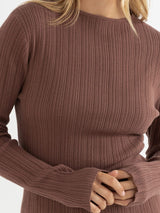 Essential Long Sleeve Knit Top - Chocolate LONG SLEEVE RHYTHM 