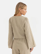 Luca Check Blouson Top - Natural TOP RHYTHM 