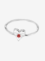 Love Heart Garnet Ring - Silver RINGS MIDSUMMER STAR 