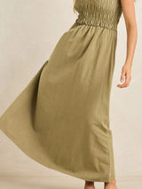 Classic Shirred Midi Dress - Olive MAXI DRESSES RHYTHM 