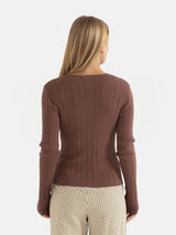 Essential Long Sleeve Knit Top - Chocolate LONG SLEEVE RHYTHM 