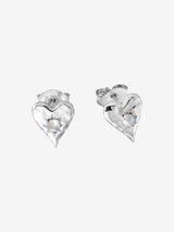 Love Heart Moonstone Studs - Silver EARRINGS MIDSUMMER STAR 