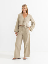 Luca Check Blouson Top - Natural TOP RHYTHM 