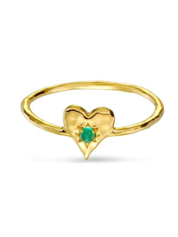 Love Heart Green Onyx Ring - Gold RINGS MIDSUMMER STAR 