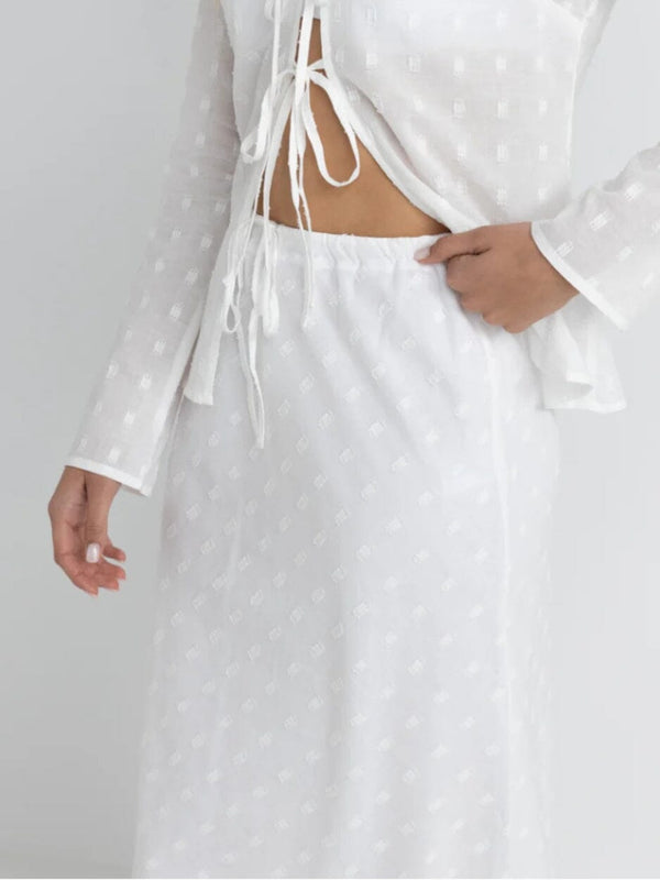 Mirage Bias Cut Maxi Skirt - White SKIRTS RHYTHM 