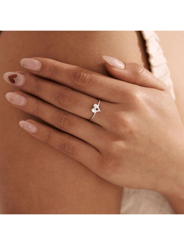 Love Heart Garnet Ring RINGS MIDSUMMER STAR 
