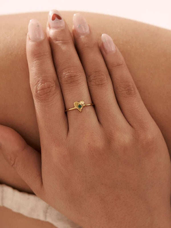 Love Heart Green Onyx Ring - Gold RINGS MIDSUMMER STAR 