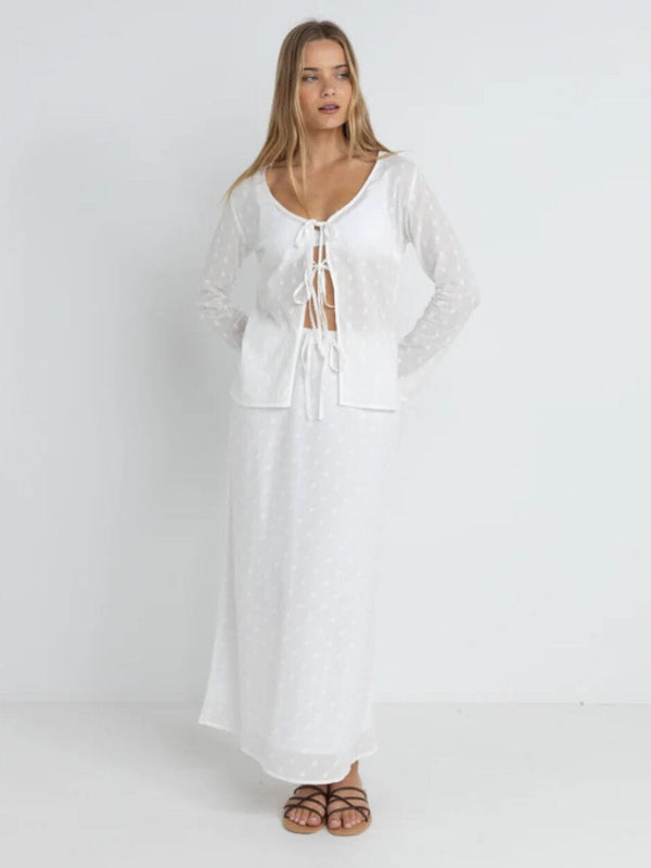 Mirage Bias Cut Maxi Skirt - White SKIRTS RHYTHM 