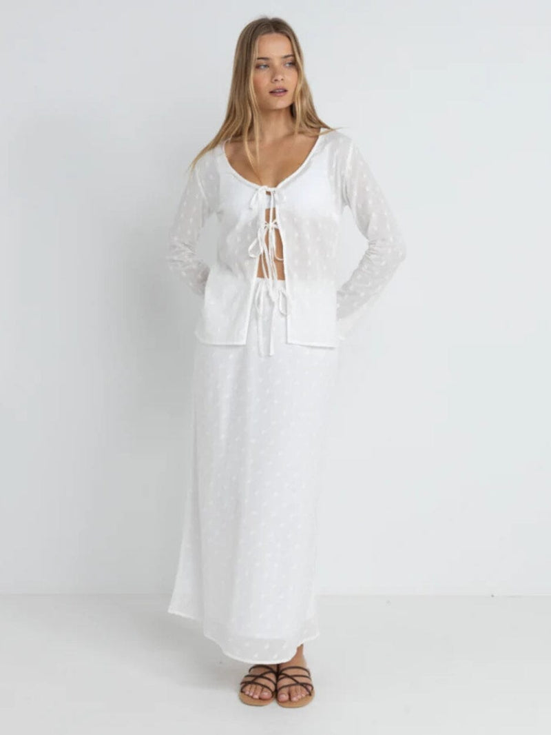 Mirage Bias Cut Maxi Skirt - White SKIRTS RHYTHM 