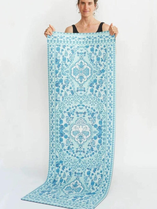 Aqua Enchanted Garden Yoga Mat + Strap YOGA MAT YOGI PEACE CLUB 