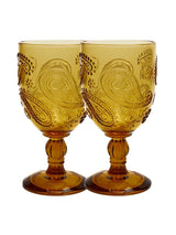 Goblet Set of 2 - Amber GLASS WANDERING FOLK 